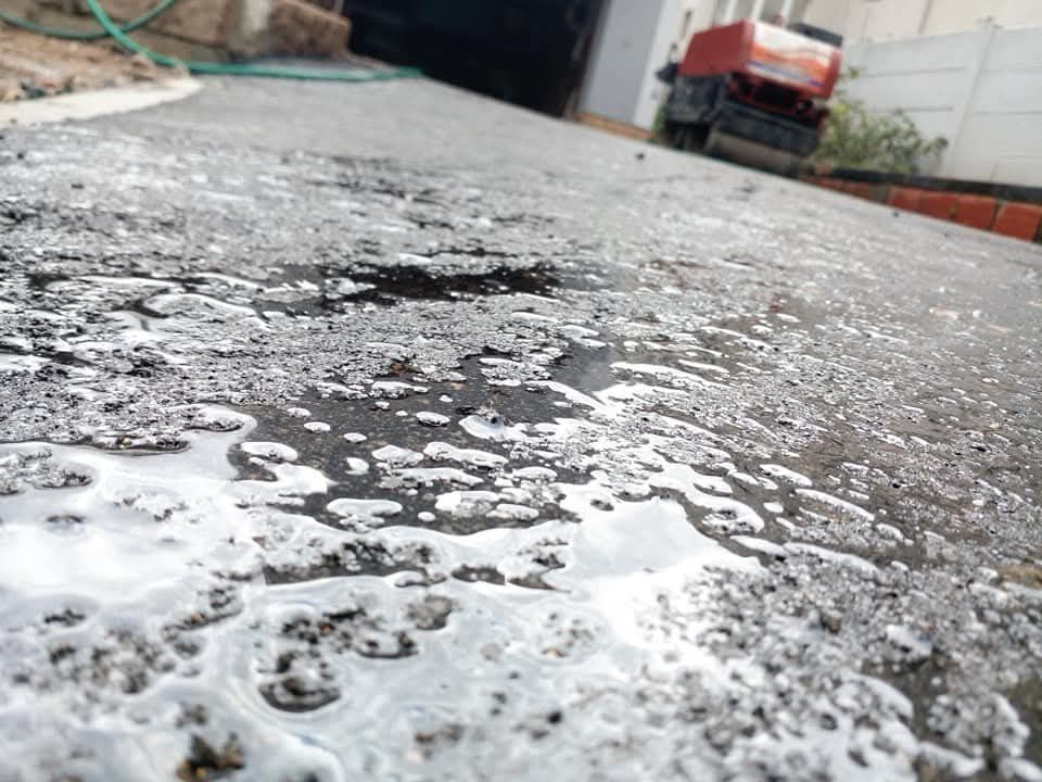 Close-up of prime tack coat on a surface